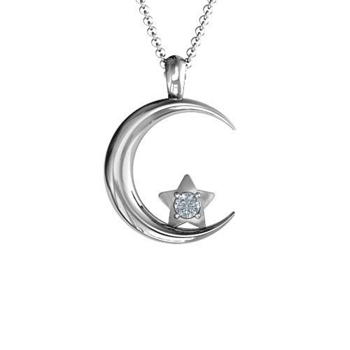 Moonlight Love Pendant – Sterling Silver with Diamond