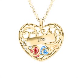 Fancy Filigree Engravable Cage Heart Pendant