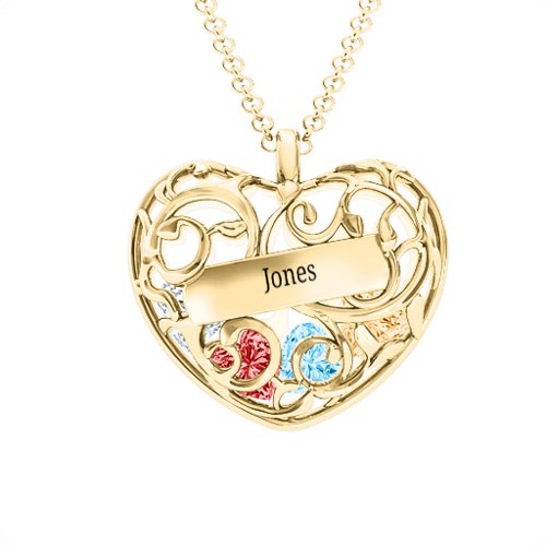 Fancy Filigree Engravable Cage Heart Pendant
