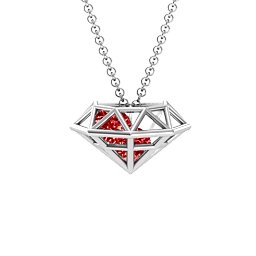 Flat Back Diamond Cage Pendant With 1 - 3 Gemstones in 925 Sterling Silver