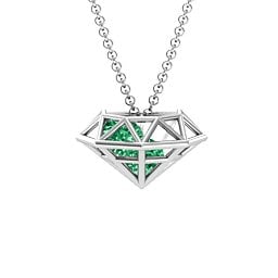 Flat Back Diamond Cage Pendant With 1 - 3 Gemstones in 925 Sterling Silver