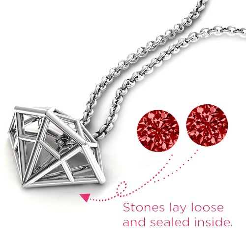Flat Back Diamond Cage Pendant With 1 - 3 Gemstones