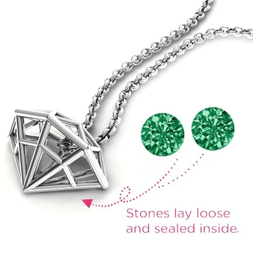 Flat Back Diamond Cage Pendant With 1 - 3 Gemstones