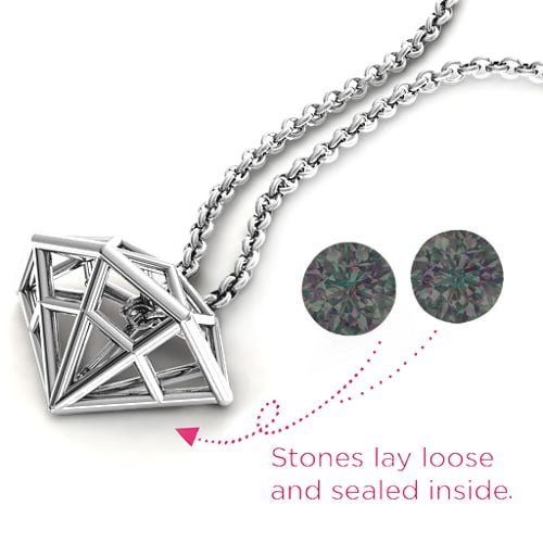 Flat Back Diamond Cage Pendant With 1 - 3 Gemstones