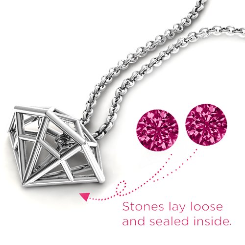 Flat Back Diamond Cage Pendant With 1 - 3 Gemstones