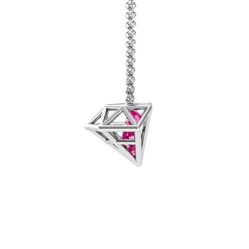 Flat Back Diamond Cage Pendant With 1 - 3 Gemstones