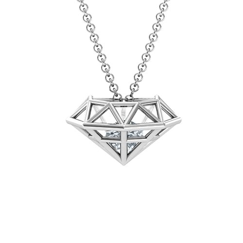 Flat Back Diamond Cage Pendant With 1 - 3 Gemstones