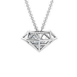 Flat Back Diamond Cage Pendant With 1 - 3 Gemstones in 925 Sterling Silver with Diamond