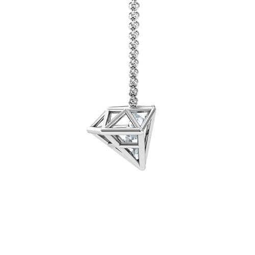 Flat Back Diamond Cage Pendant With 1 - 3 Gemstones – Sterling Silver with Diamond