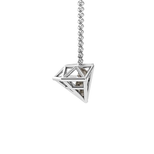 Flat Back Diamond Cage Pendant With 1 - 3 Gemstones – Sterling Silver with Smokey Quartz