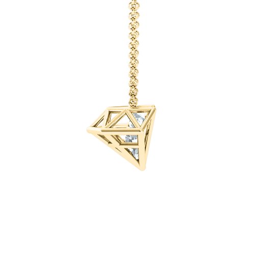 Flat Back Diamond Cage Pendant With 1 - 3 Gemstones – 10K Yellow Gold with Cubic Zirconia