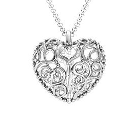 Filigree Lock & Key Heart Cage Pendant