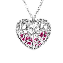 Filigree Lock & Key Heart Cage Pendant