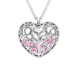 Filigree Lock & Key Heart Cage Pendant