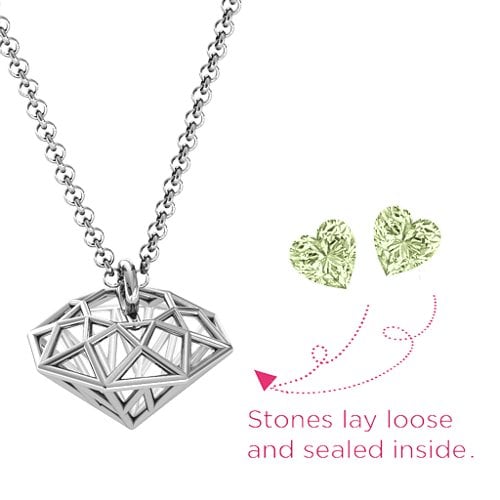 Diamond Cage Pendant with 1 - 4 Gemstones – Sterling Silver with Peridot
