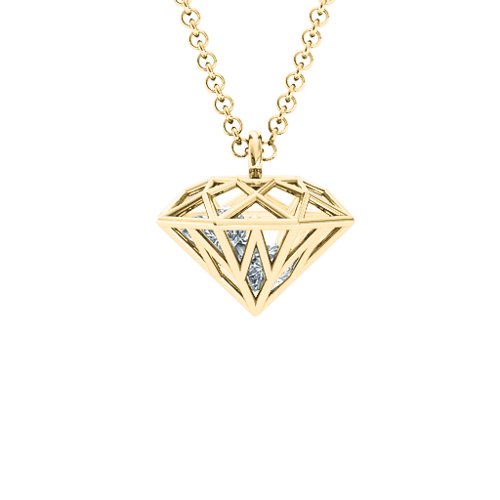 Diamond Cage Pendant with 1 - 4 Gemstones – 10K Yellow Gold with Cubic Zirconia