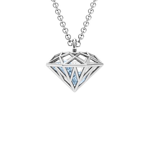 Diamond Cage Pendant with 1 - 4 Gemstones – Sterling Silver with Aquamarine