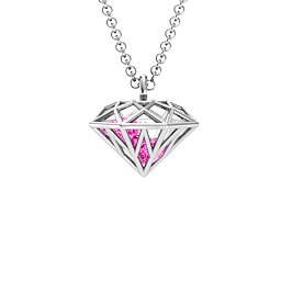 Diamond Cage Pendant with 1 - 4 Gemstones in 925 Sterling Silver with Pink Tourmaline