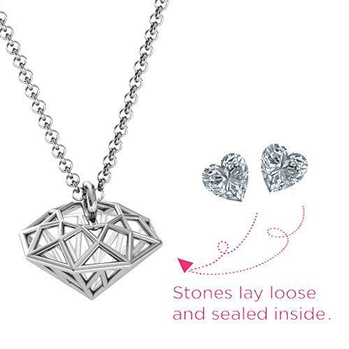 Diamond Cage Pendant with 1 - 4 Gemstones – Sterling Silver with Cubic Zirconia