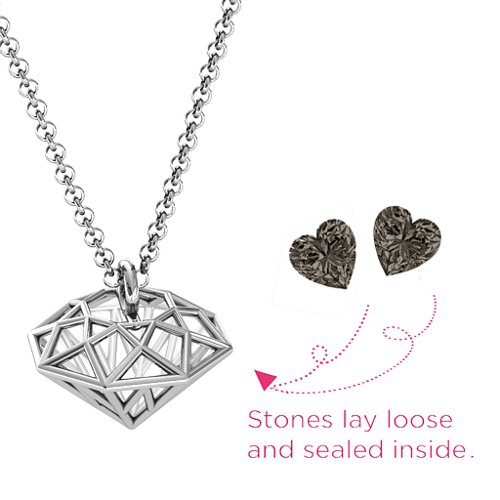 Diamond Cage Pendant with 1 - 4 Gemstones – Sterling Silver with Smokey Quartz
