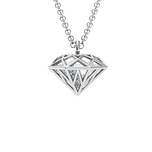 Diamond Cage Pendant with 1 - 4 Gemstones – Sterling Silver with Cubic Zirconia