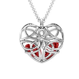 Celtic Trinity Knot Caged Heart Pendant in 925 Sterling Silver
