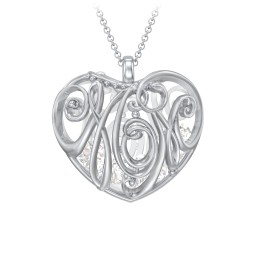 Graceful Mom Heart Cage Pendant With 2-8 Birthstones in 925 Sterling Silver with Cubic Zirconia, Emerald, Blue Sapphire, Blue Topaz, and Ruby
