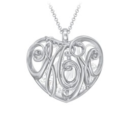 Graceful Mom Heart Cage Pendant With 2-8 Birthstones in 925 Sterling Silver with Diamond, Emerald, Blue Sapphire, Blue Topaz, and Ruby