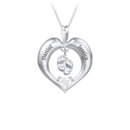 Precious Gift Baby Feet Charm Pendant in 925 Sterling Silver with Diamond