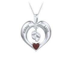 Precious Gift Baby Feet Charm Pendant – 10K Rose Gold with Garnet