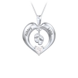 Precious Gift Baby Feet Charm Pendant in 925 Sterling Silver with Diamond