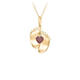 Engravable Baby Feet Birthstone Pendant