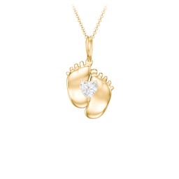 Engravable Baby Feet Birthstone Pendant