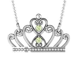 Charming Crown Necklace in 925 Sterling Silver with Peridot
