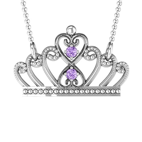 Charming Crown Necklace – Sterling Silver with Amethyst