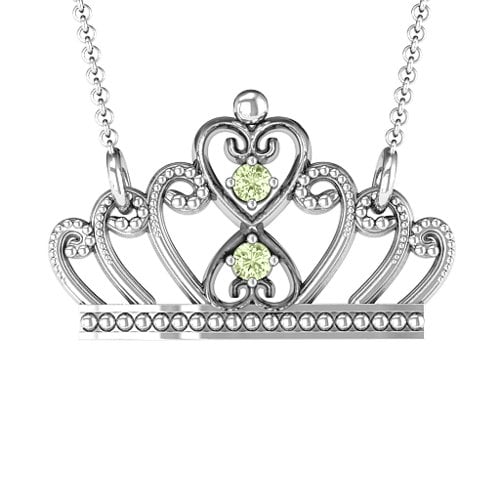 Charming Crown Necklace – Sterling Silver with Peridot