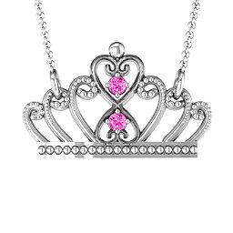 Charming Crown Necklace in 925 Sterling Silver with Pink Tourmaline