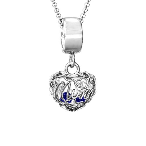 Engravable Mom Heart Cage Pendant with 2-4 Gemstones