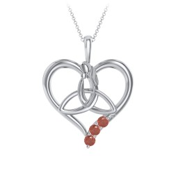 Eternal Love Celtic Trinity Knot Pendant with 1-3 Stones in 925 Sterling Silver with Garnet, Cubic Zirconia, and Ruby