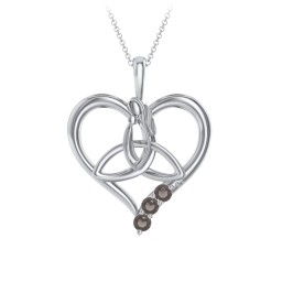 Eternal Love Celtic Trinity Knot Pendant with 1-3 Stones in 925 Sterling Silver with Smokey Quartz, Cubic Zirconia, and Ruby