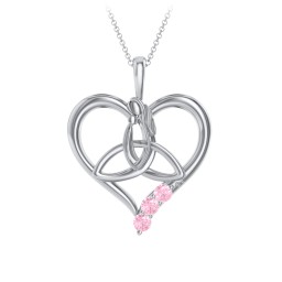 Eternal Love Celtic Trinity Knot Pendant with 1-3 Stones in 925 Sterling Silver with Pink Tourmaline, Cubic Zirconia, and Ruby