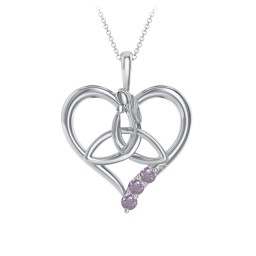 Eternal Love Celtic Trinity Knot Pendant with 1-3 Stones in 925 Sterling Silver with Alexandrite, Cubic Zirconia, and Ruby