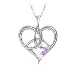Eternal Love Celtic Trinity Knot Pendant with 1-3 Stones in 925 Sterling Silver with Amethyst, Cubic Zirconia, and Ruby