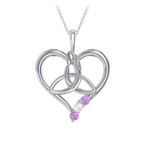Eternal Love Celtic Trinity Knot Pendant with 1-3 Stones – Sterling Silver with Amethyst and Cubic Zirconia