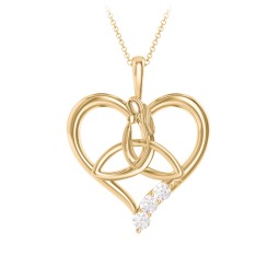 Eternal Love Celtic Trinity Knot Pendant with 1-3 Stones in 10K Solid Yellow Gold with Diamond