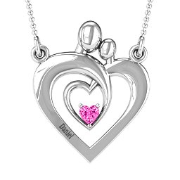 Unconditional Love Family Pendant in 925 Sterling Silver with Pink Tourmaline