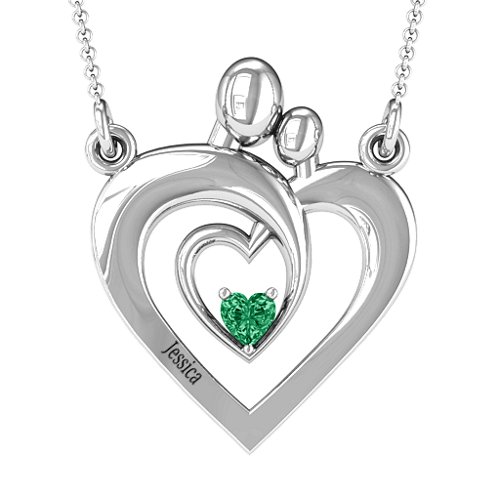Unconditional Love Family Pendant – Sterling Silver with Emerald