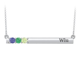 Engravable Family Bar Pendant with 1-5 Gemstones