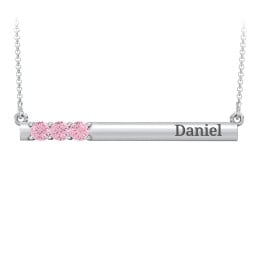 Engravable Family Bar Pendant with 1-5 Gemstones