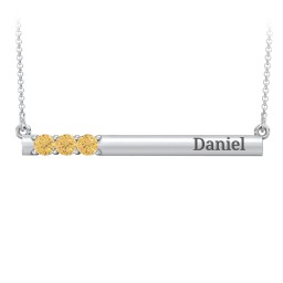 Engravable Family Bar Pendant with 1-5 Gemstones